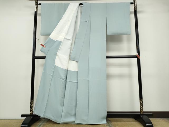 平和屋着物●上質な色無地 藍白色 正絹 逸品 CABG5509ut