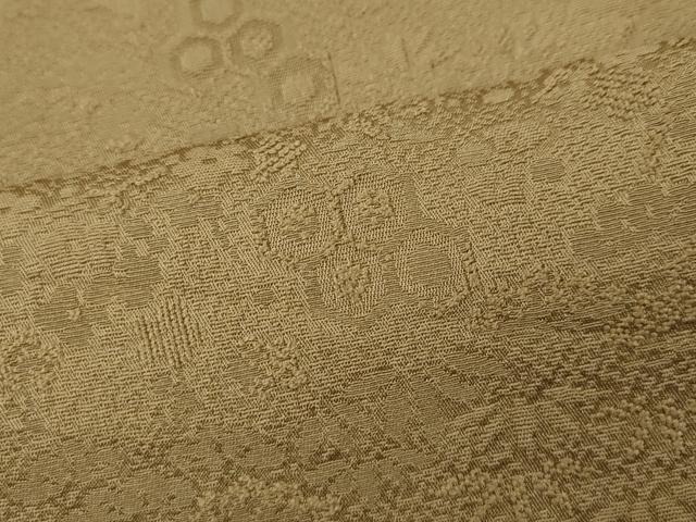 平和屋着物●上質な色無地 亀甲吉祥花地紋 榛色 正絹 逸品 CABG5511ut
