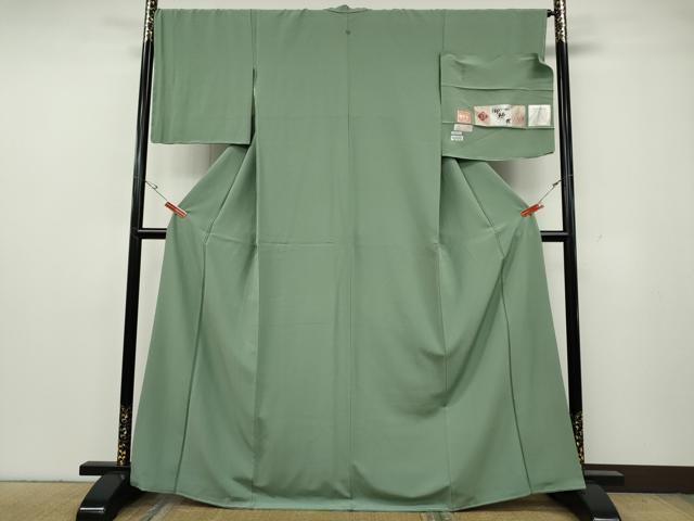 平和屋着物●上質な色無地 御穂衣 堅牢染 裏葉柳色 反端付き 正絹 逸品 CABG5514ut