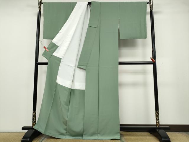 平和屋着物●上質な色無地 御穂衣 堅牢染 裏葉柳色 反端付き 正絹 逸品 CABG5514ut