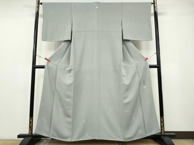 平和屋着物●本加賀友禅作家 柿本市郎 色無地 花丸地紋 潤色 正絹 逸品 CABG5523ut