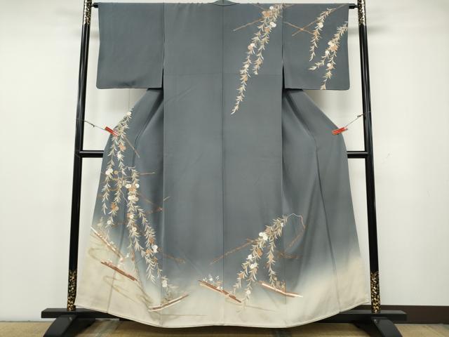 平和屋着物●訪問着 駒刺繍 花筏 暈し染め 金彩 正絹 逸品 CABG5525ut