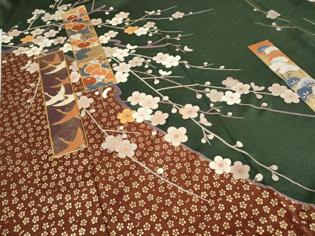 平和屋着物●訪問着 作家物 駒刺繍 短冊飛鶴花文 金彩 正絹 逸品 CABG5535ut