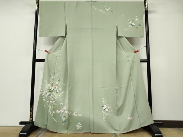 平和屋着物○訪問着 友禅 草花文 暈し染め 鈴乃屋扱い 正絹 逸品