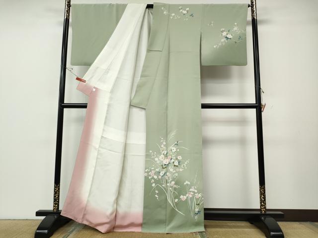 平和屋着物●訪問着 友禅 草花文 暈し染め 鈴乃屋扱い 正絹 逸品 CABG5536ut