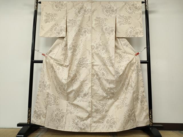 平和屋着物●本場大島紬 白大島 7マルキ 吉祥花文 正絹 逸品 CABG5538ut