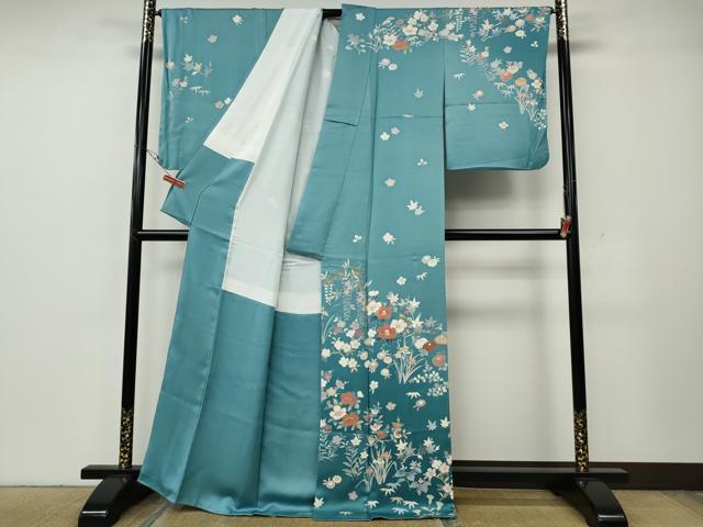 平和屋着物●訪問着 作家物 草花尽くし 暈し染め 金彩 正絹 逸品 CABG5546ut