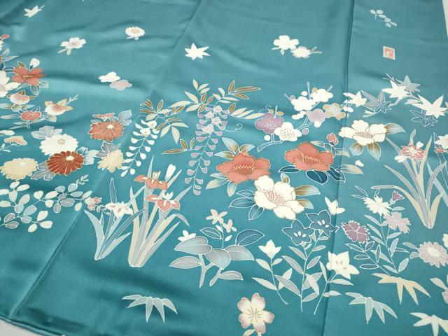 平和屋着物●訪問着 作家物 草花尽くし 暈し染め 金彩 正絹 逸品 CABG5546ut