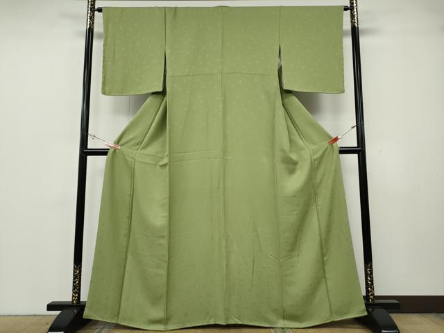 平和屋着物●上質な色無地 舞桜地紋 若菜色 そごう扱い 正絹 逸品 CABG5551ut