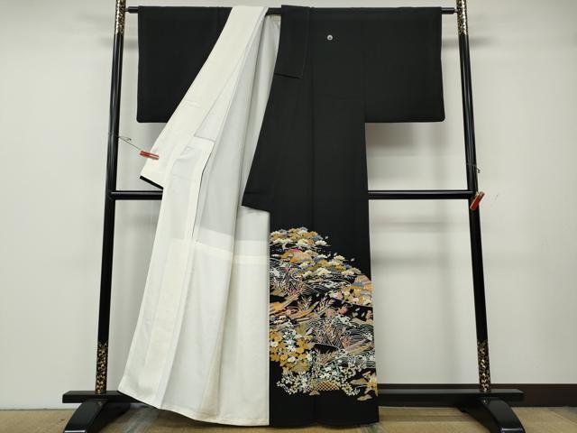 平和屋着物●本加賀友禅作家 大村洋子 黒留袖 御所解草花文 正絹 逸品 CABG5552ut