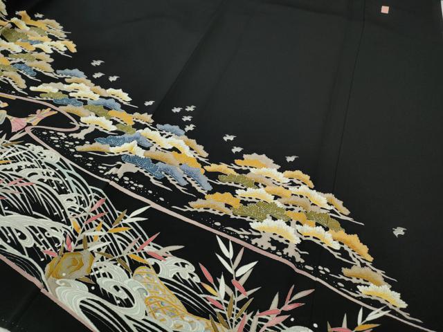 平和屋着物●本加賀友禅作家 大村洋子 黒留袖 御所解草花文 正絹 逸品 CABG5552ut