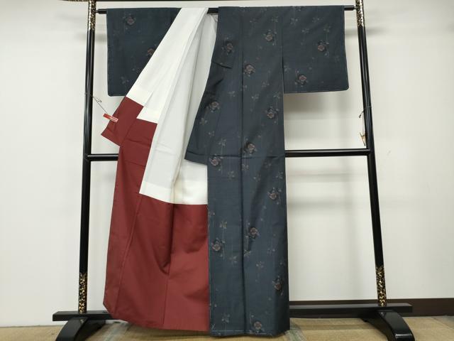 平和屋着物●本場大島紬 枝花文 正絹 逸品 未使用 CABG5553ut
