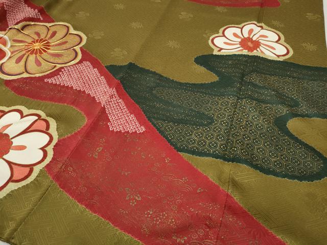 平和屋着物●豪華振袖 駒刺繍 絞り エ霞舞花文 金彩 正絹 逸品 CABG5555ut