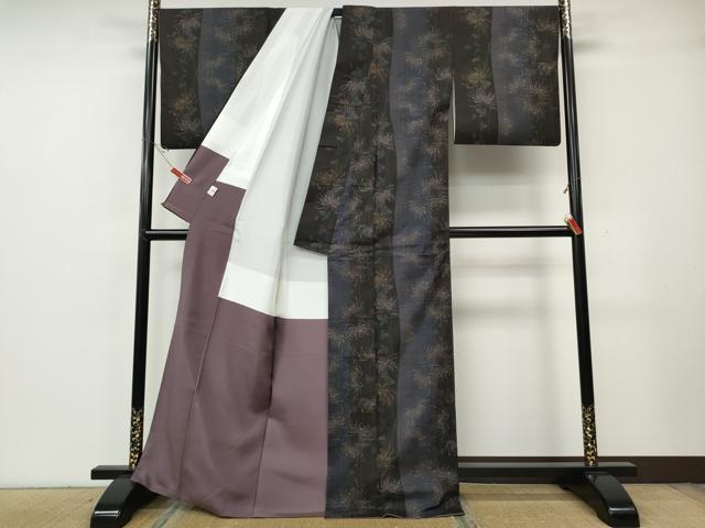 平和屋着物●本場大島紬 9マルキ 乱菊 間道 京都きもの友禅扱い 正絹 逸品 CABG5566ut