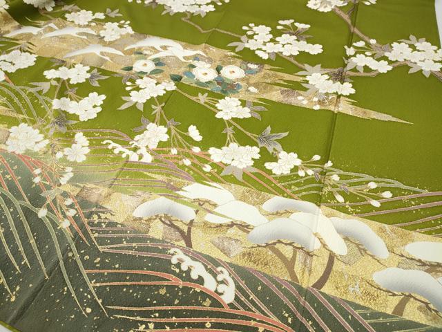 平和屋着物●豪華振袖 刺繍 立波草花文 暈し染め 金彩 正絹 逸品 CABG5567ut