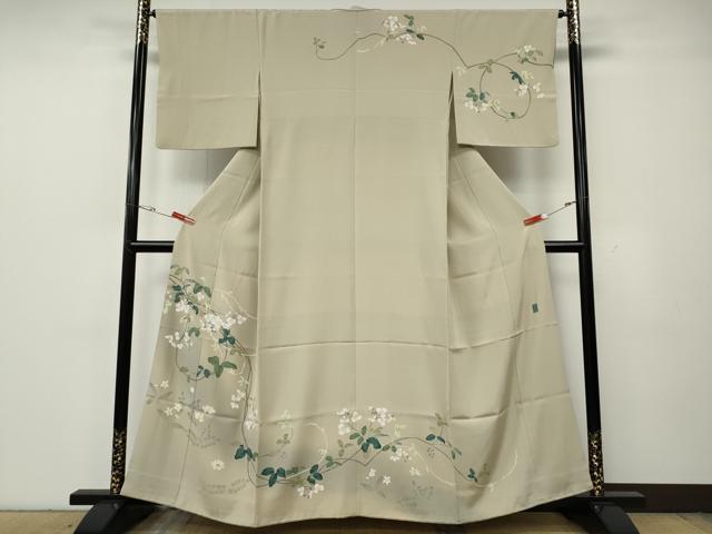 平和屋着物●京加賀糸目友禅作家 山崎巌 訪問着 蔦の葉花文 大丸扱い 正絹 逸品 CABG5569ut