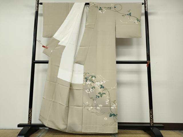 平和屋着物●京加賀糸目友禅作家 山崎巌 訪問着 蔦の葉花文 大丸扱い 正絹 逸品 CABG5569ut