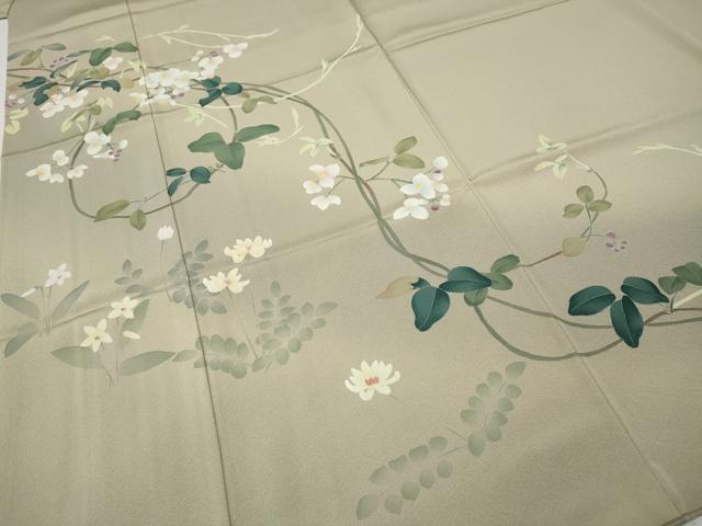平和屋着物●京加賀糸目友禅作家 山崎巌 訪問着 蔦の葉花文 大丸扱い 正絹 逸品 CABG5569ut