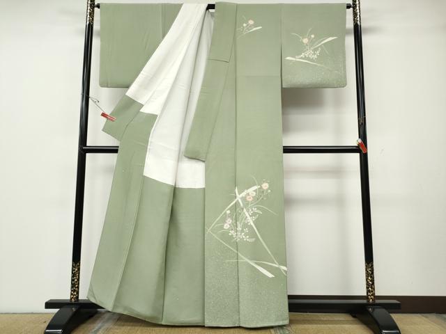 平和屋着物●訪問着 刺繍 草花文 金彩 正絹 逸品 CABG5570ut