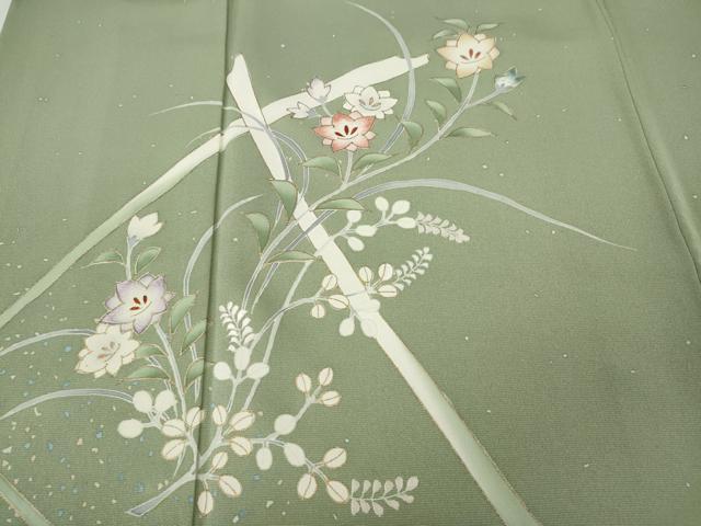 平和屋着物●訪問着 刺繍 草花文 金彩 正絹 逸品 CABG5570ut