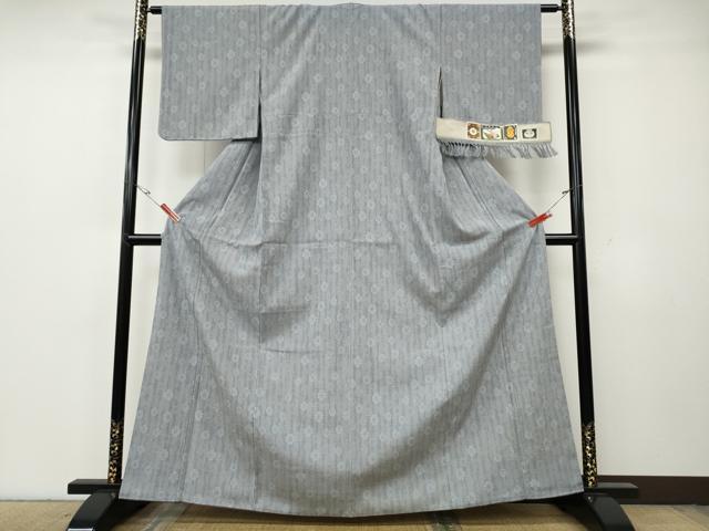 平和屋着物●本塩沢 舞花間道 証紙付き 正絹 逸品 CABG5574ut