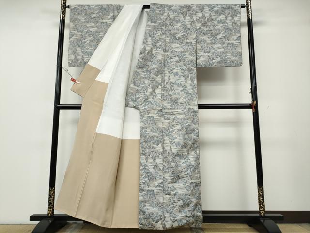 平和屋着物●本場大島紬 白大島 7マルキ 風景草木文 総絣 正絹 逸品 CABG5577ut