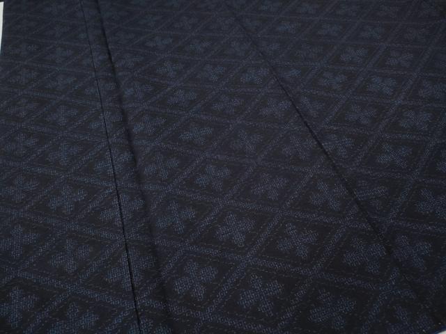 平和屋着物●結城紬 80亀甲 菱花文 正絹 逸品 未使用 CABG5578ut