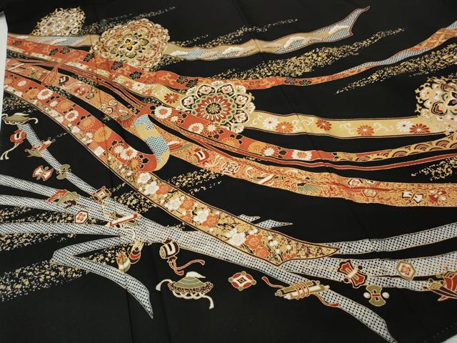 平和屋着物●豪華黒留袖 駒刺繍 熨斗正倉院宝尽くし花文 金彩 正絹 逸品 CABG5598ut