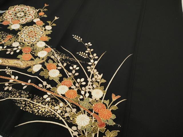 平和屋着物●豪華黒留袖 駒刺繍 熨斗正倉院宝尽くし花文 金彩 正絹 逸品 CABG5598ut