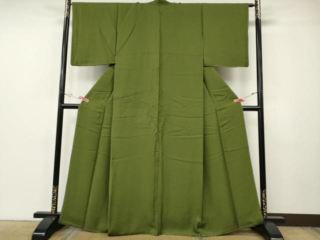 平和屋着物●上質な色無地 霞地紋 青丹色 鈴乃屋扱い 正絹 逸品 未使用 CABG5600ut