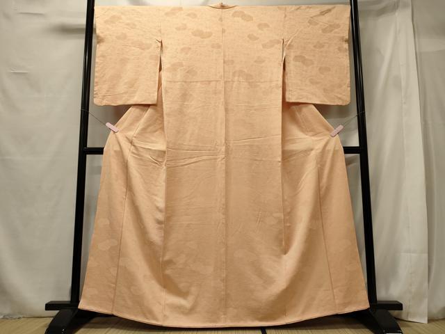 平和屋着物■上質な色無地 菊尽くし地紋 肌色 正絹 逸品 CABG5611oy