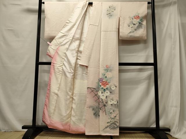 平和屋着物■訪問着 手描き 籬草花文 暈し染め 正絹 逸品 CABG5631oy