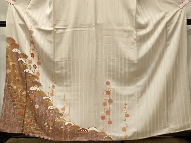 平和屋着物■訪問着 刺繍 槍梅松文 金彩 正絹 逸品 CABG5643oy