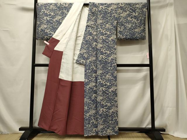 平和屋着物■上質な小紋 渡橋草花松文 正絹 逸品 CABG5674oy