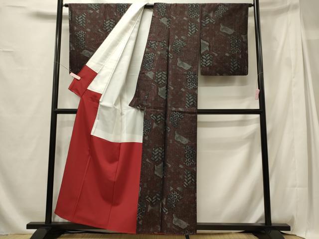 平和屋着物■本場大島紬 亀甲枝花文 正絹 逸品 CABG5678oy