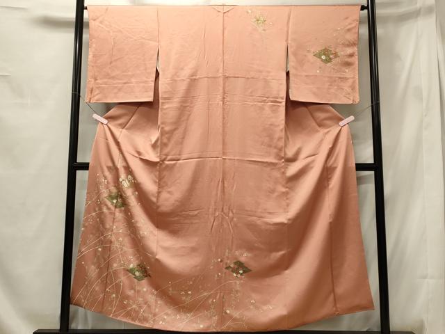 平和屋着物■訪問着 刺繍 松皮菱草花文 金彩 正絹 逸品 CABG5681oy