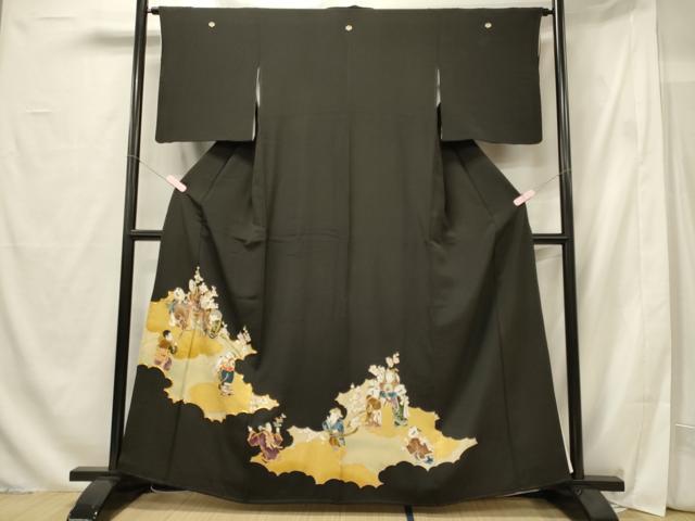 平和屋着物■豪華黒留袖 駒刺繍 唐子遊び 金彩 正絹 逸品 CABG5710oy