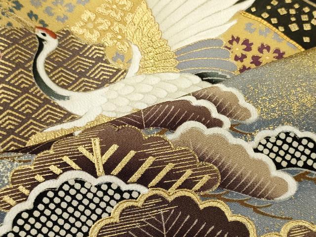 平和屋着物■豪華黒留袖 駒刺繍 衣の年輪 暈し染め 金彩 正絹 逸品 CABG5720oy