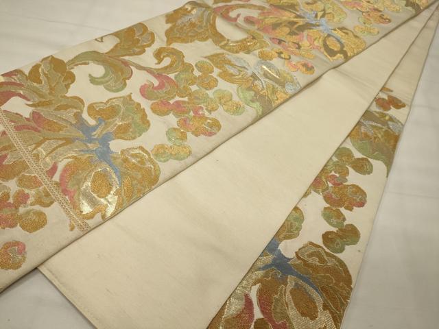 平和屋着物◎六通柄 本袋帯 更紗花文 金糸 正絹 逸品 CABG5755oy