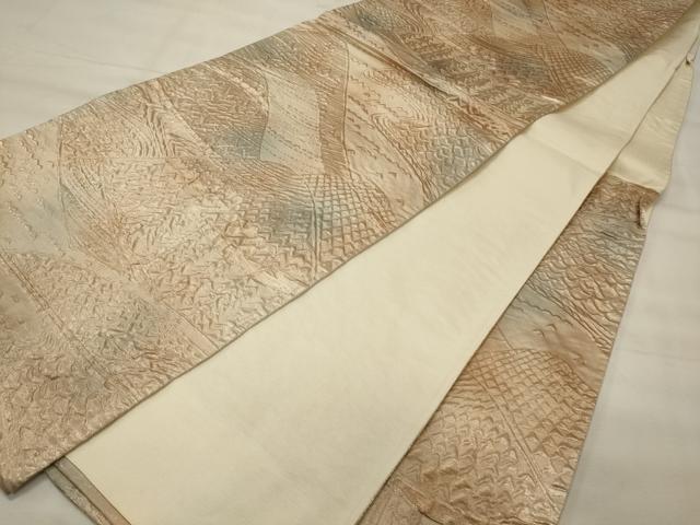 平和屋着物◎六通柄袋帯 膨れ織 遠山草木文 金糸 正絹 逸品 CABG5783oy