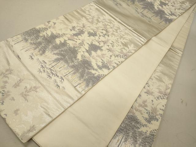 平和屋着物◎六通柄袋帯 笹竹文 金銀糸 正絹 逸品 CABG5806oy