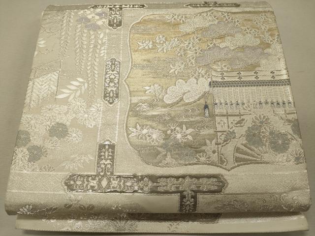 平和屋着物◎六通柄袋帯 蒔絵御所解文 九百プラチナ二重箔 正絹 逸品 CABG5811oy