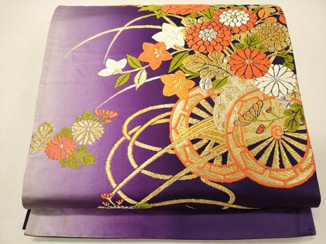 平和屋着物◎六通柄袋帯 唐織 花車文 金銀糸 正絹 逸品 CABG5853oy