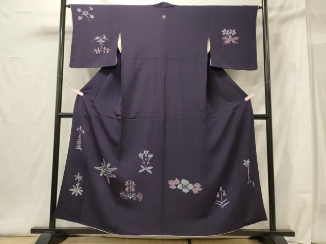 平和屋着物■訪問着 手描き 草花文 正絹 逸品 CABG5871oy
