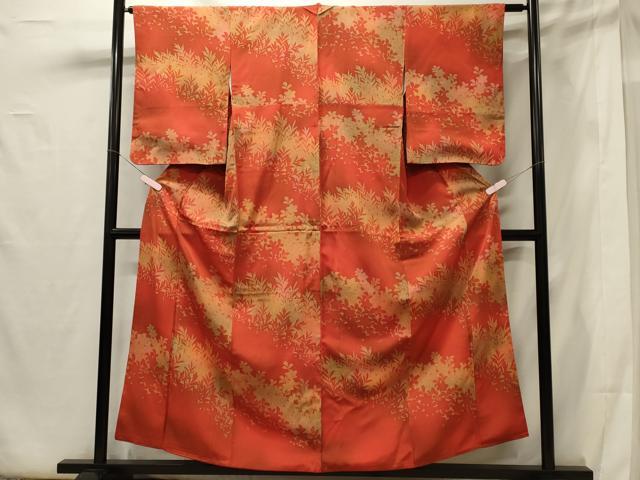 平和屋着物■上質な小紋 草花シルエット たたき染め 正絹 逸品 CABG5896oy