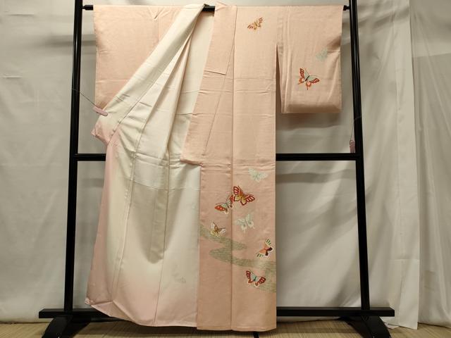 平和屋着物■訪問着 駒刺繍 舞蝶文 金彩 正絹 逸品 CABG5902oy