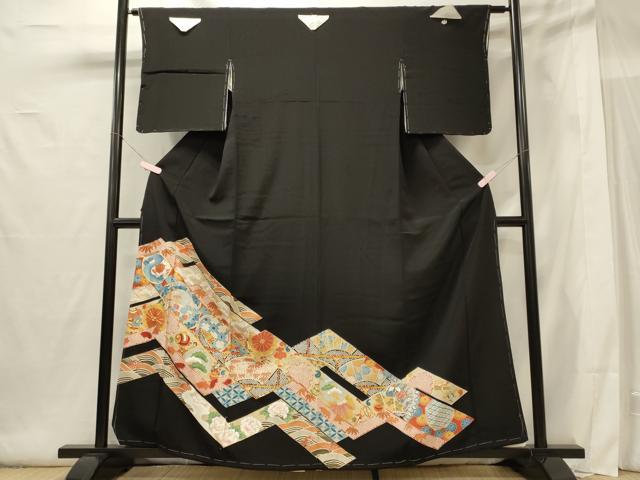 平和屋着物■豪華黒留袖 駒刺繍 立波雪輪花松文 宝尽くし 金彩 正絹 逸品 未使用 CABG5906oy