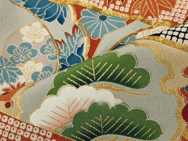 平和屋着物■豪華黒留袖 駒刺繍 立波雪輪花松文 宝尽くし 金彩 正絹 逸品 未使用 CABG5906oy