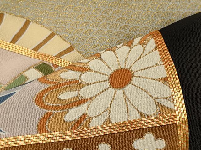 平和屋着物■豪華黒留袖 駒刺繍 扇面吉祥花文 金彩 高島屋扱い 正絹 逸品 CABG5910oy