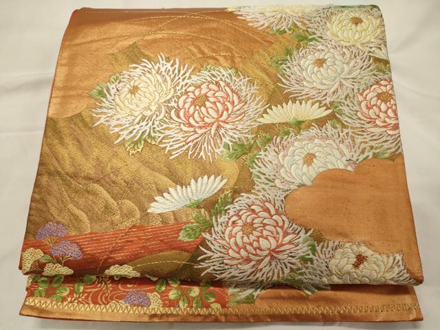 平和屋着物◎六通柄袋帯 唐織 乱菊 金糸 正絹 逸品 CABG5955oy